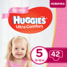 Подгузники Huggies ULTRA COMFORT Jumbo 5 (12-22кг) для девочек 42шт 