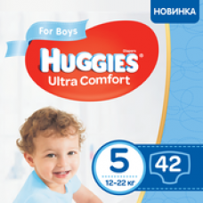 Подгузники Huggies ULTRA COMFORT Jumbo 5 (12-22кг) для мальчиков 42шт 