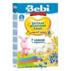 Каша Bebi Premium молочная 7 злаков с черникой 200г (с 6мес) 