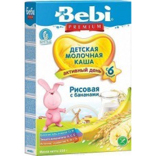 Каша Bebi Premium молочная Рис банан 250г (с 4мес) 