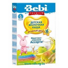 Каша Bebi Premium молочная Фруктово-злаковое ассорти 200г (с 6мес) 